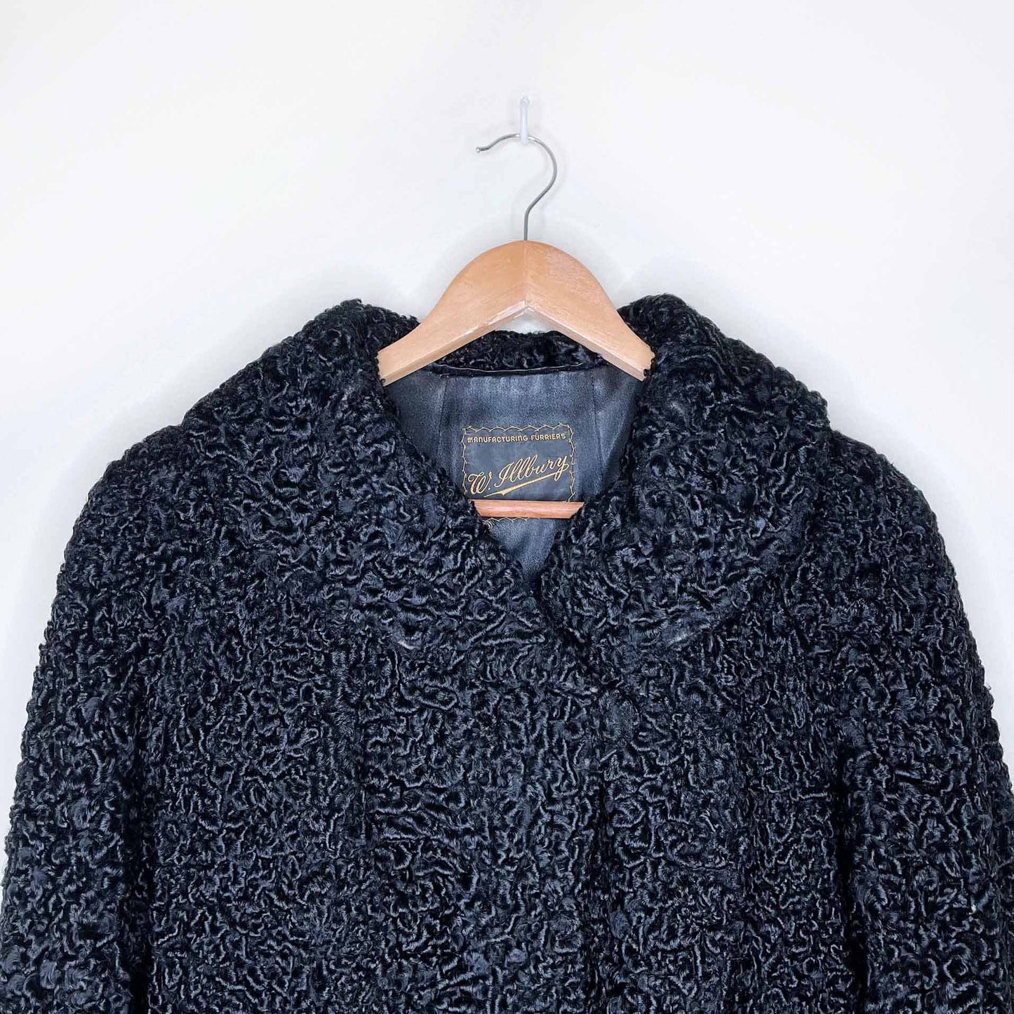 vintage 50's w. illbury black persian sheepskin jacket - size medium