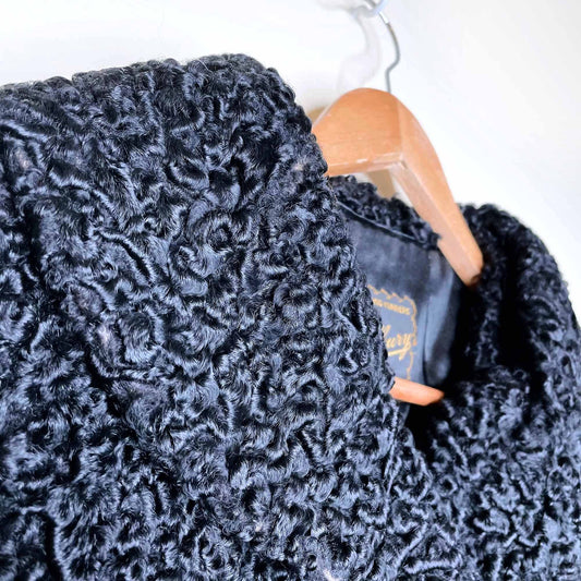 vintage 50's w. illbury black persian sheepskin jacket - size medium