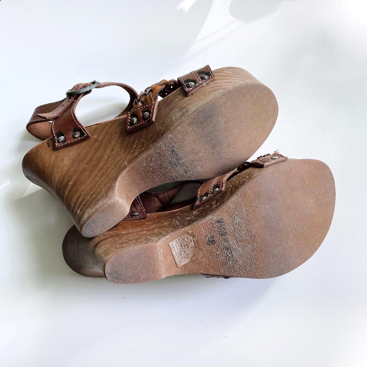 jeffrey campbell braided leather wedge clog - size 38