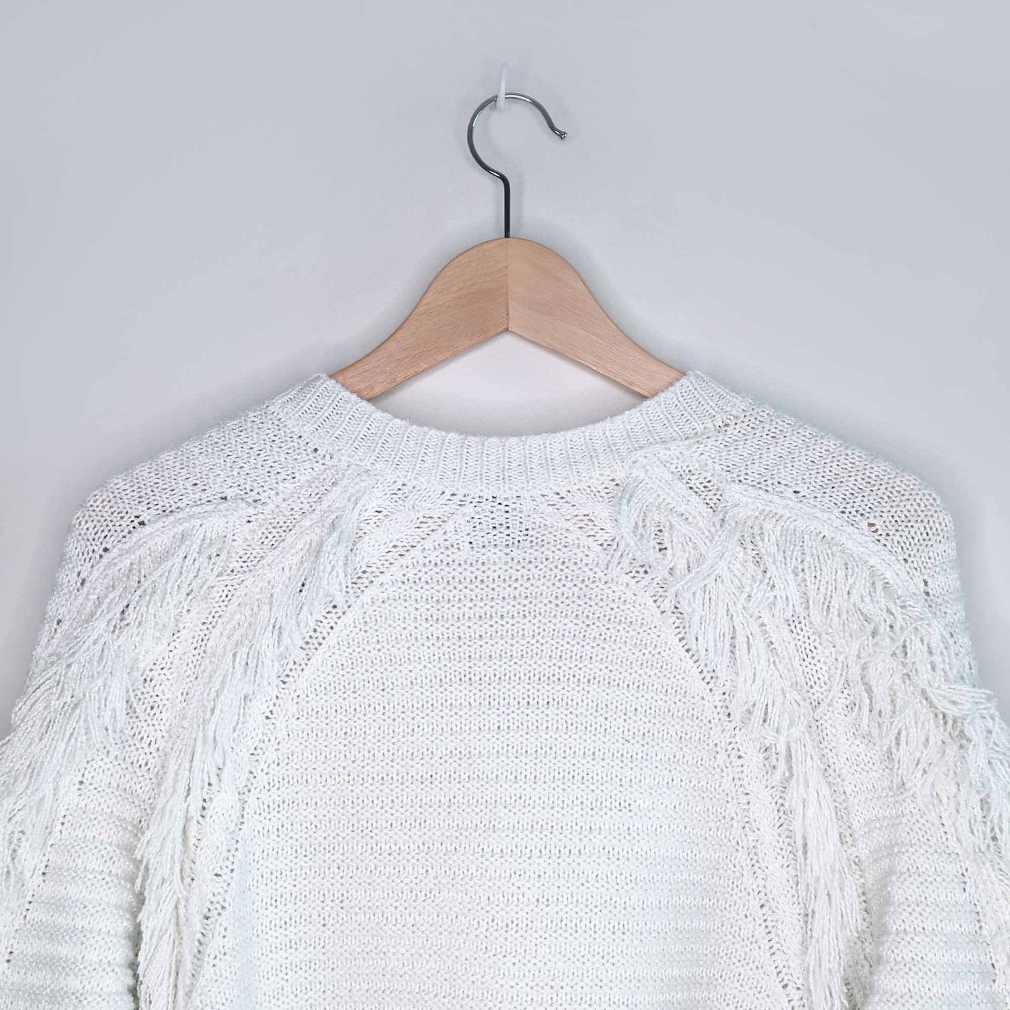 John + Jenn Petra fringe cable knit sweater - size Small