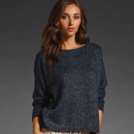 Joie Metallic Navy Sweater - size xs
