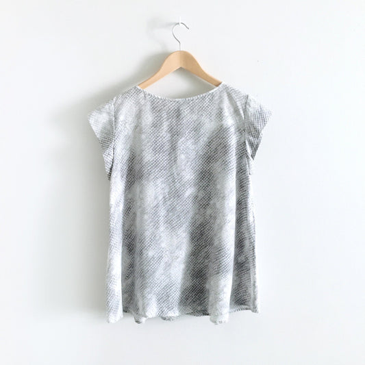 Joie Snakeskin Silk Keyhole Top - size Small