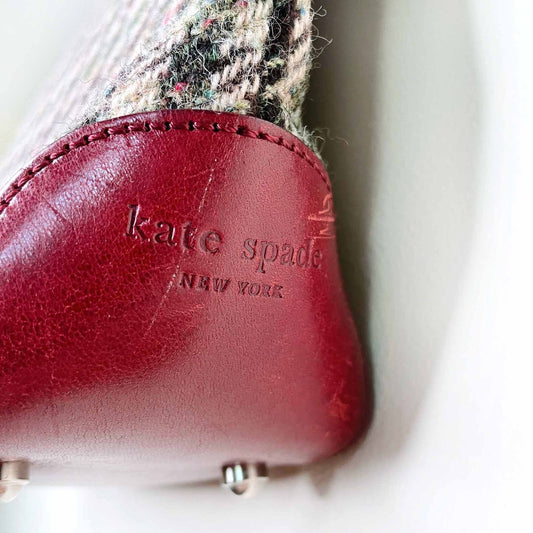 vintage kate spade houndstooth wool and leather pochette