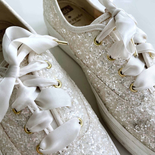 keds x kate spade triple decker glitter platform sneaker - size 9