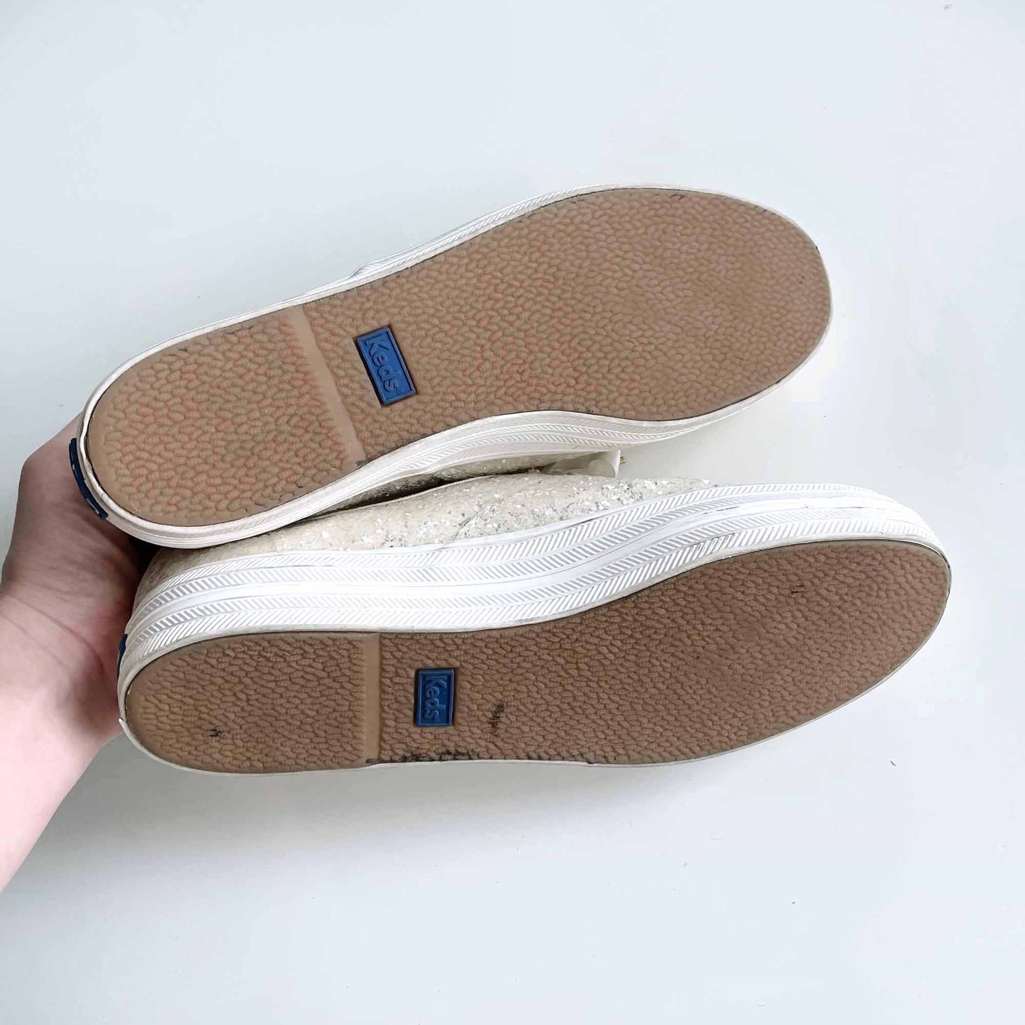 keds x kate spade triple decker glitter platform sneaker - size 9