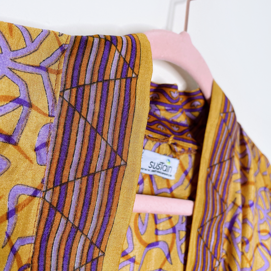 sustain los angeles 100% silk kimono robe - size OS