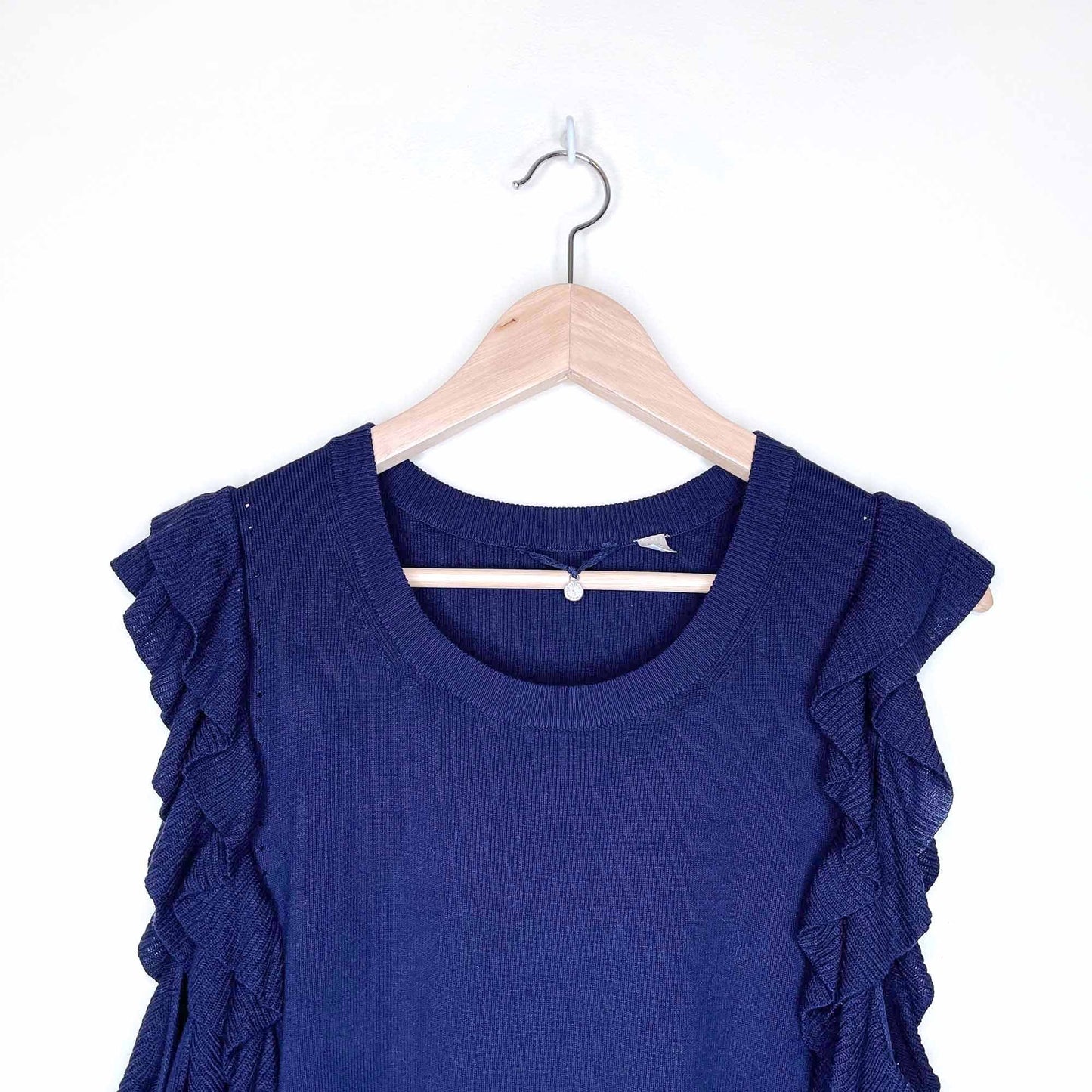 knitted & knotted constance ruffle sleeve knit sleeveless top - size large