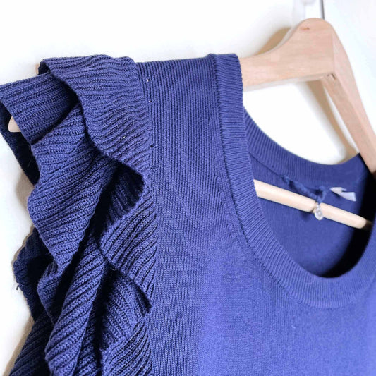 knitted & knotted constance ruffle sleeve knit sleeveless top - size large