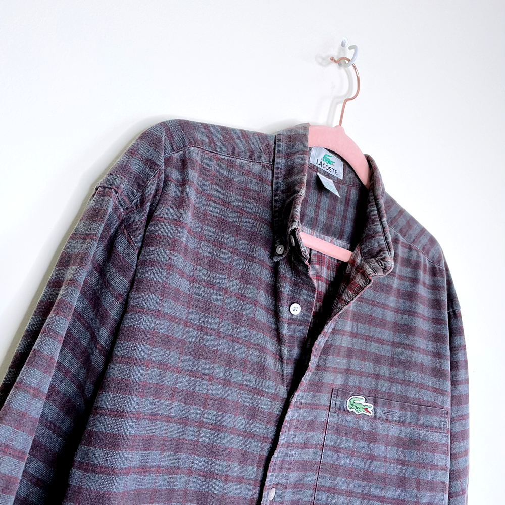 vintage lacoste plaid button down - size medium