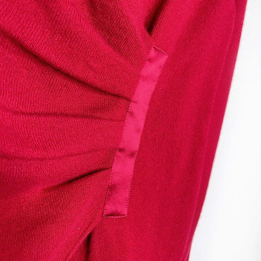 lafayette 148 faux wrap red cashmere sweater - size P petite