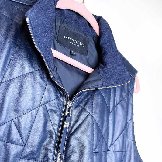lafayette 148 leather quilted vest - size large