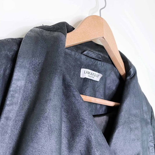 lamarque emma asymmetrical brushed leather moto jacket - size med/large