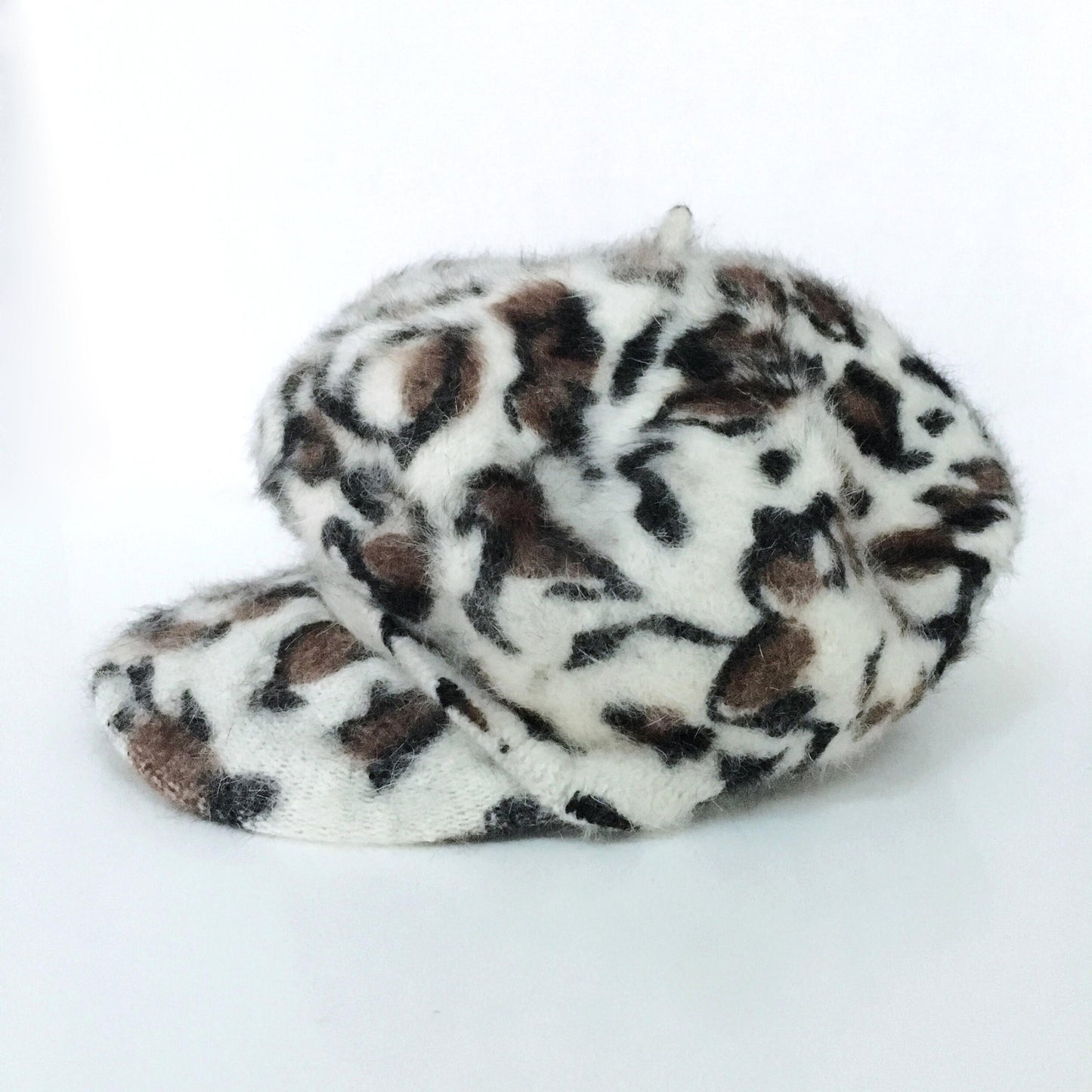 vintage leopard angora peaked beret