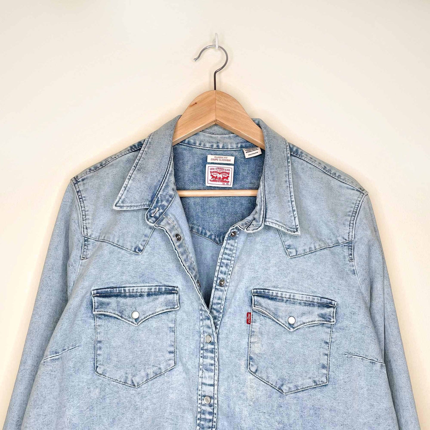 levi's ultimate western snap button stretch denim shirt - size 2xl