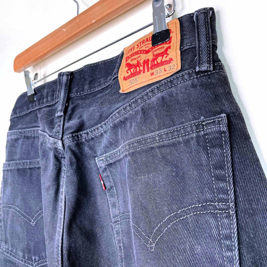 levi's mens black 505 straight regular fit jeans - size 33
