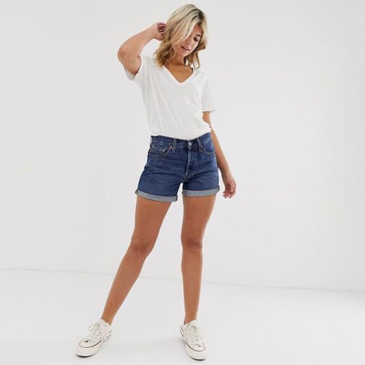 Levi's high rise rolled hem denim shorts - size 24