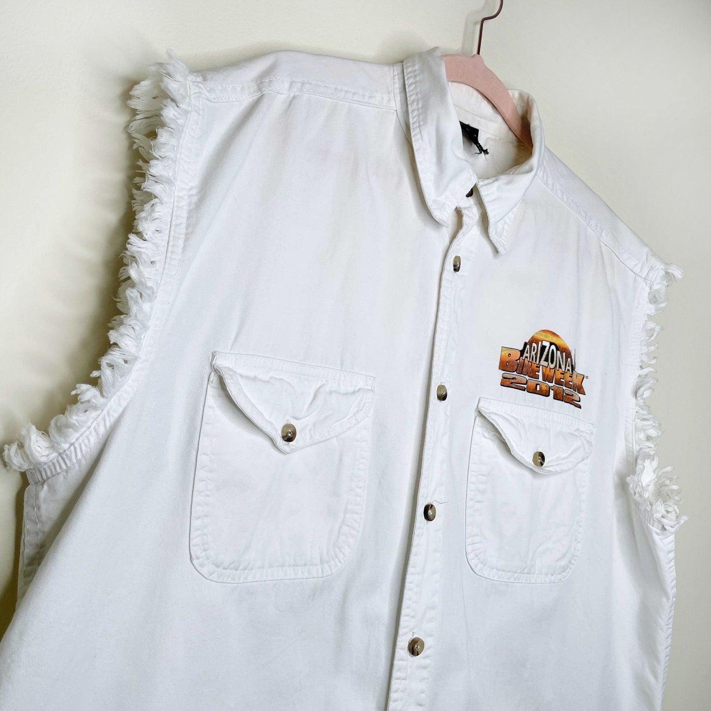 vintage arizona bike week 2012 cut off button down shirt - size large