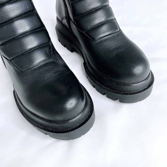 l'intervalle black tall moto chunky sole platform leather boots - size 38