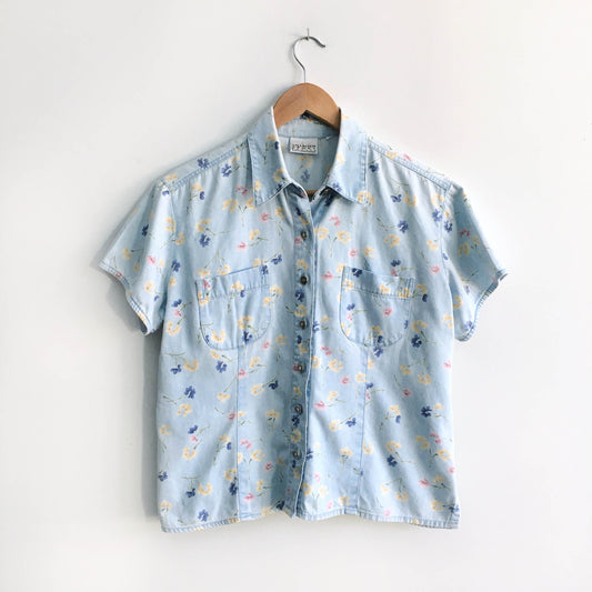Vintage Liz Claiborne floral denim shirt - size Medium