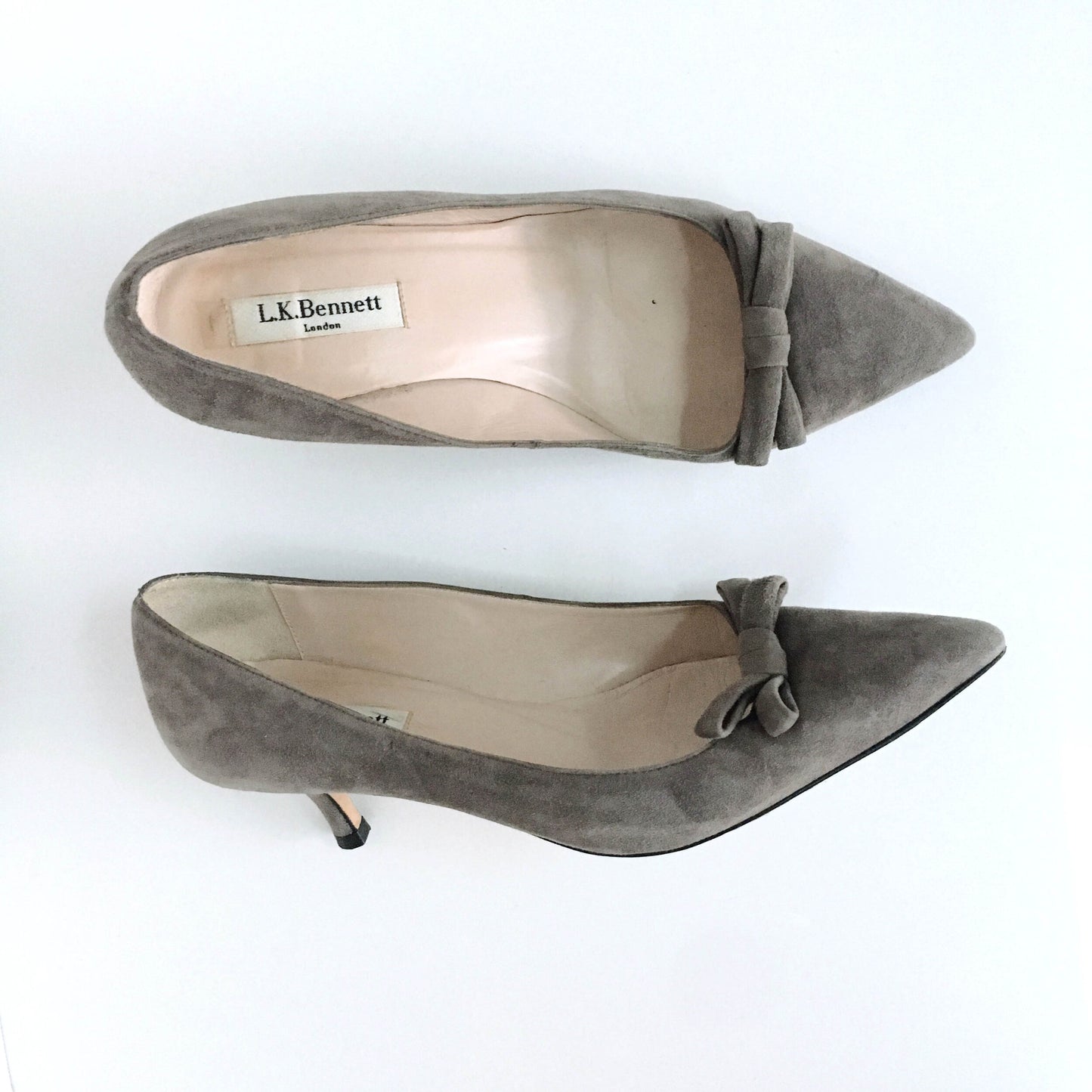 L.K Bennett Suede Kitten Heel with Bow - size 40