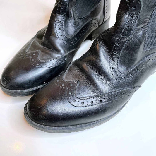 Roberta Lopes black brogue chelsea boots - size 39