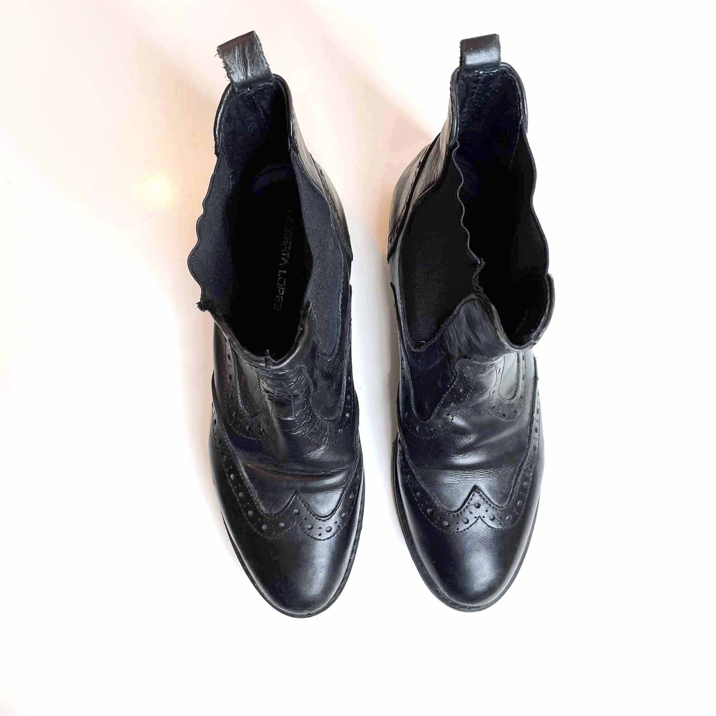 Roberta Lopes black brogue chelsea boots - size 39