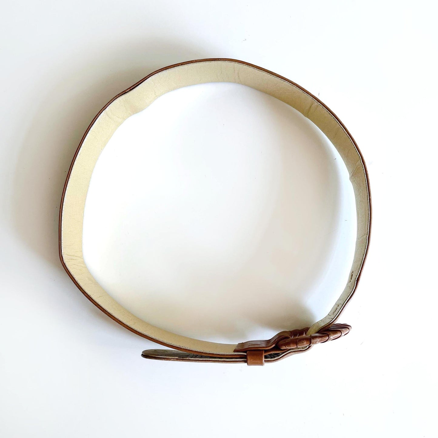 louis feraud brown leather logo emblem belt - size 38