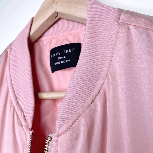 love tree california satin bomber jacket - size small