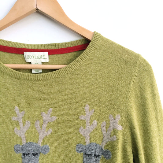 Lucy & Laurel Cashmere-blend Reindeer Sweater - size Medium