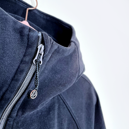 lululemon 2019 black scuba full zip light fleece hoodie - size 10