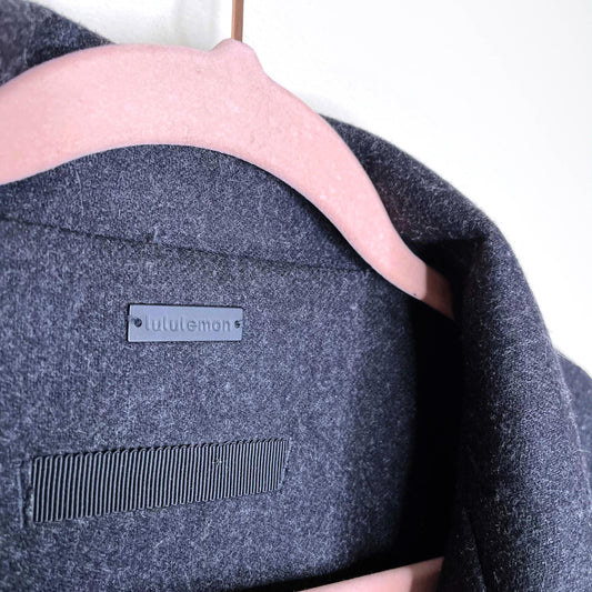 lululemon 2019 roam far charcoal grey wool coat - size 12