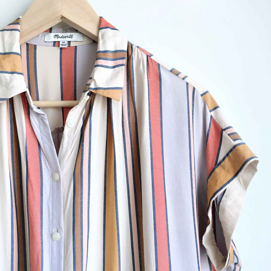 madewell central button down shirt in towel stripe - size xs