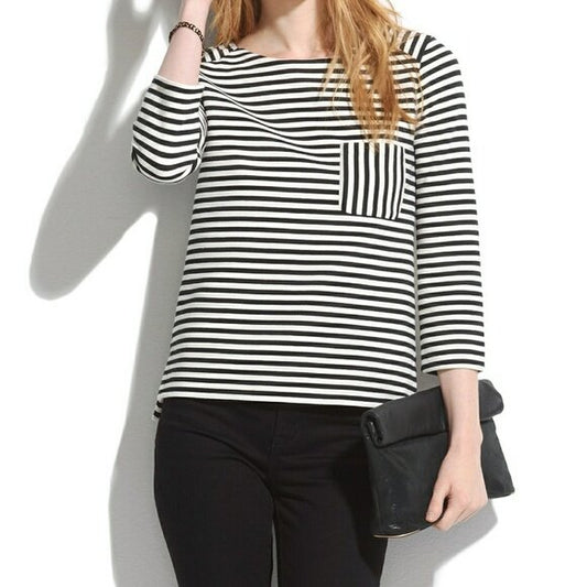 Madewell ridge-stripe top with pocket - size Medium