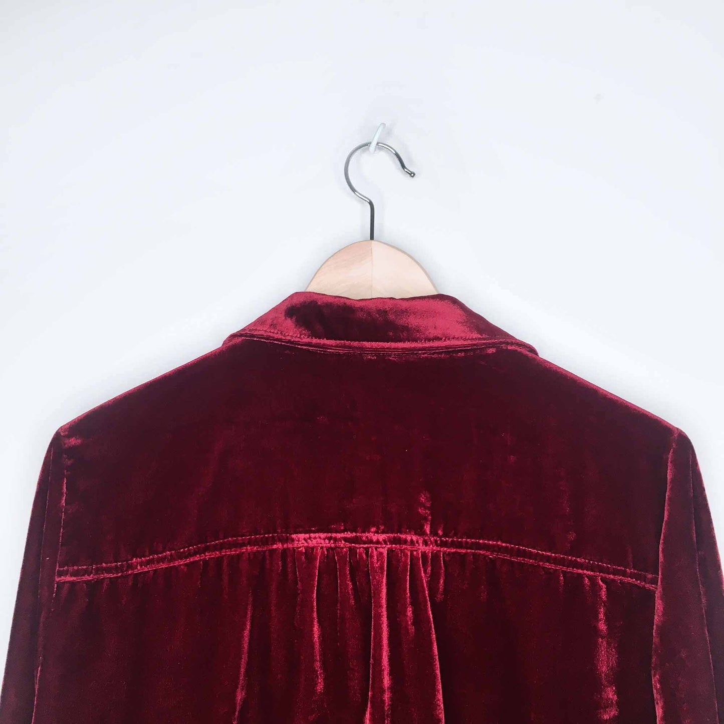 Maeve Anthropologie red velvet button down shirt - size 8