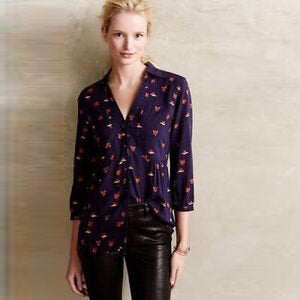 Maeve Woodland Walk Fox Blouse - size 4
