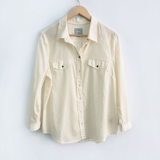 Maeve Yellow Blouse with Felt Dots - size 14 - Anthropologie