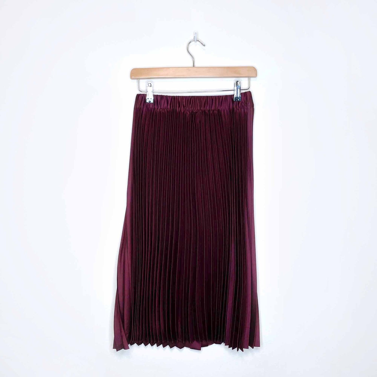 scotch & soda accordion pleated sati midi skirt with plackets - size xs