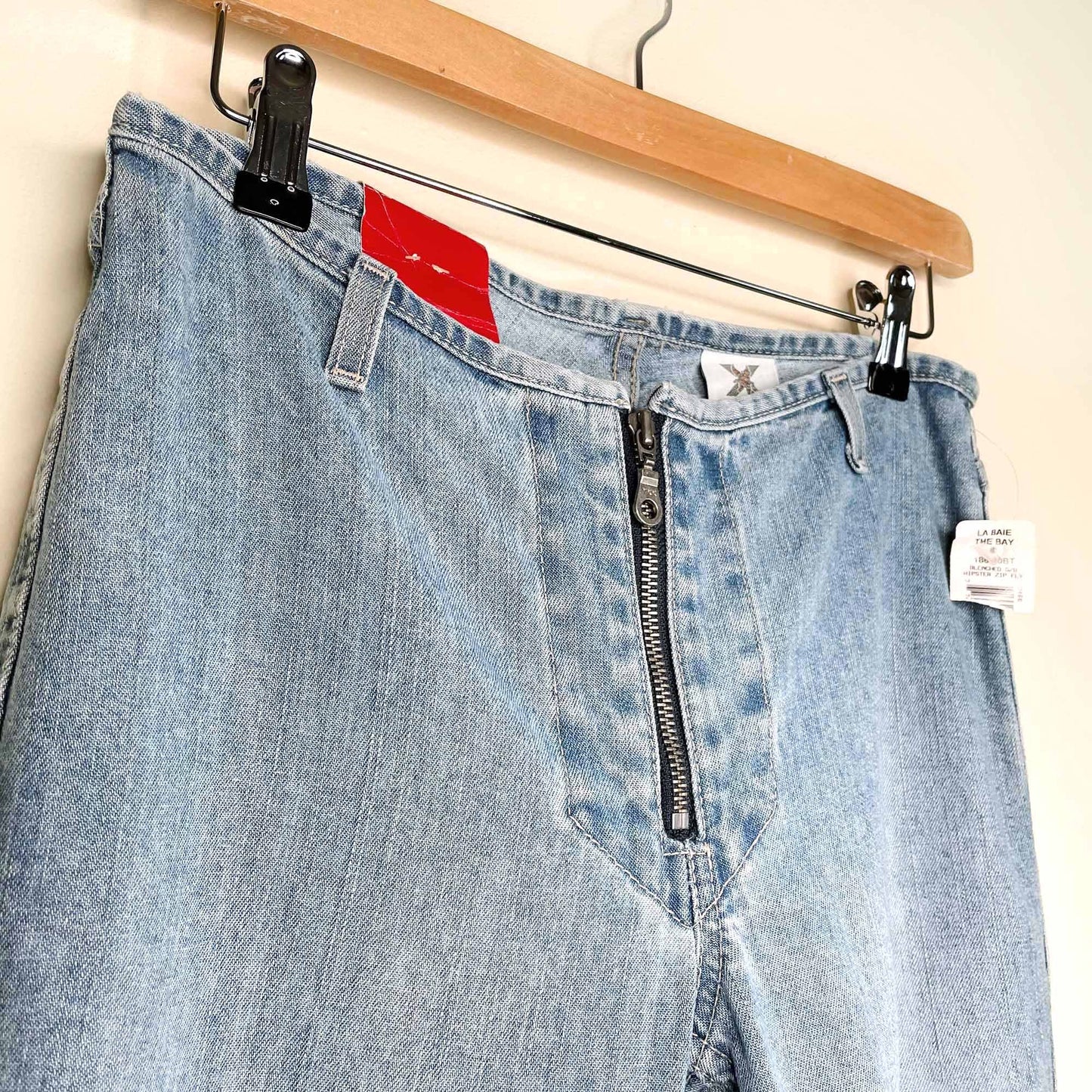 nwt deadstock manager jeans low rise hipster exposed zip flare - size 27