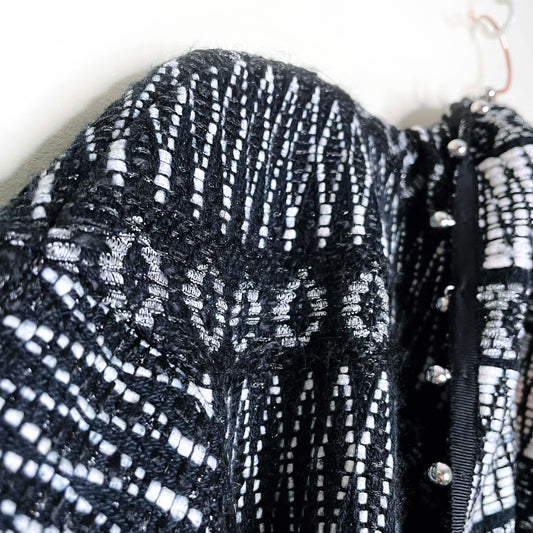 marc jacobs open waterfall woven jacket with silver ball trim - size 4