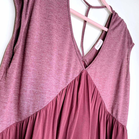 meadow rue flowy oversized v-neck top - size medium