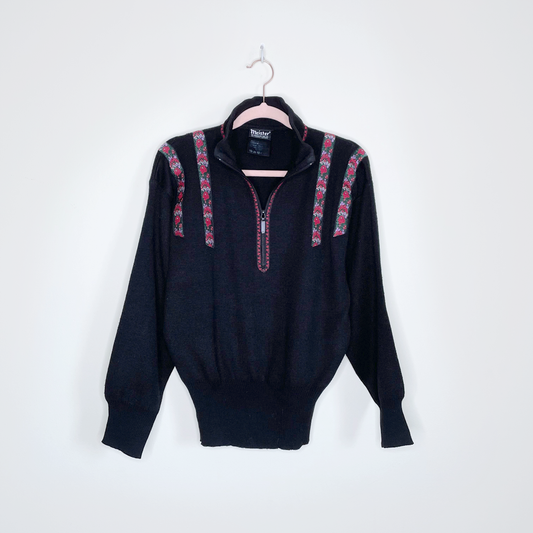 vintage 70s meister ski 1/4 zip wool-blend sweater - size small