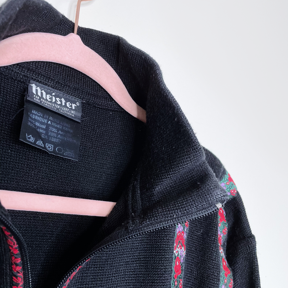 vintage 70s meister ski 1/4 zip wool-blend sweater - size small