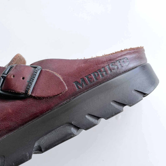 mephisto leather zaverio slip on clogs - size 10
