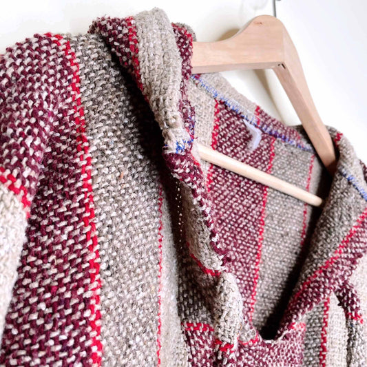 mexican baja striped poncho hoodie - size large