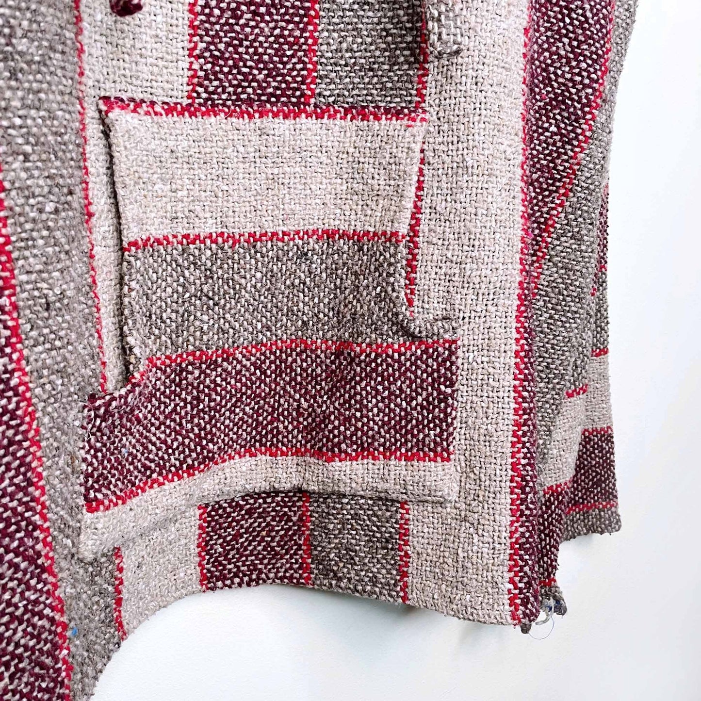 mexican baja striped poncho hoodie - size large