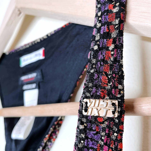 miss sixty diamond disco halter cowl neck mini dress - size medium