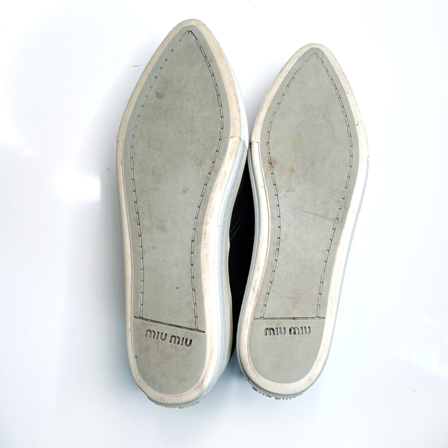 miu miu metal toe platform leather skate shoe - size 37