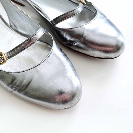 miu miu silver slingback mary jane flats - size 37.5