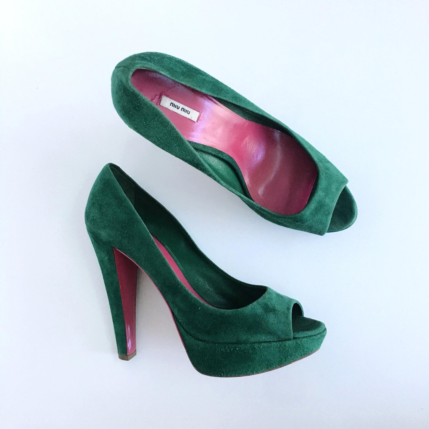 Miu Miu Green Suede On High Pumps - size 40