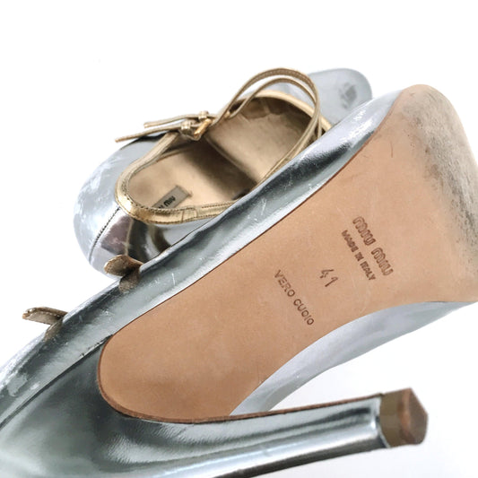 Miu Miu Metallic Capretto Pumps - size 41